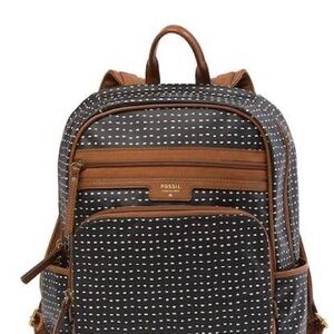 Fossil Men's Black and Brown Backpack
